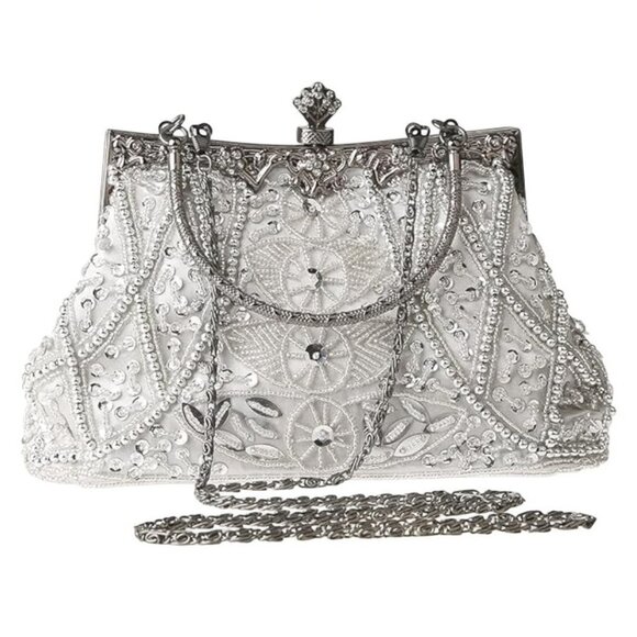 Vintage Handbags - NEW "Gatsby" Clutch - Silver 1920s inspired vintage clutch
